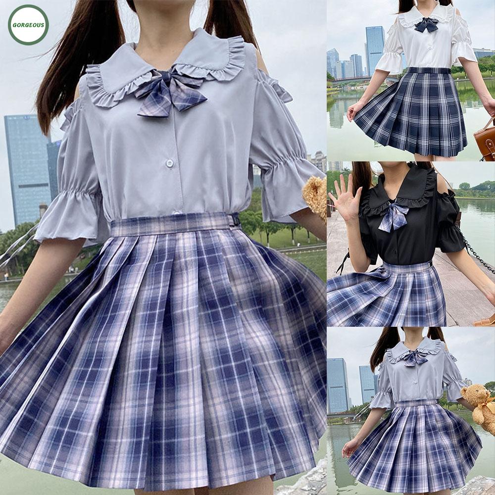 GORGEOUS~Girls Student Lolita Style Cute Collar Shirts JK Blouse Short Sleeve Tops Summer