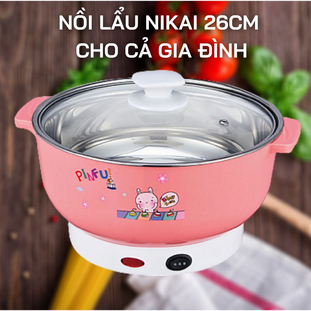 Nồi lẩu điện mini gia đình INOX 304 công suất 1000W - Bếp điện ăn lẩu ĐA NĂNG SIÊU TỐC