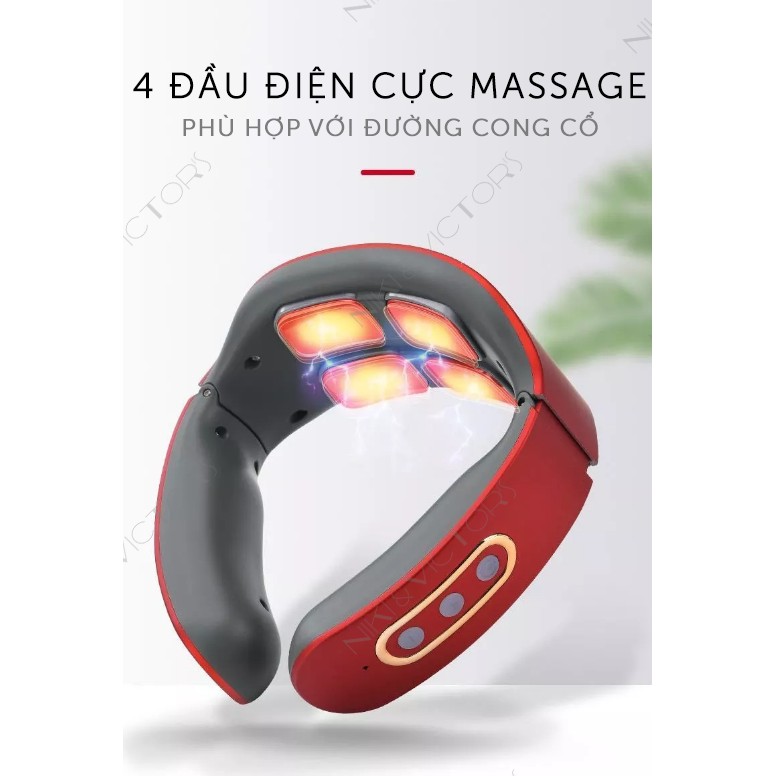 Máy Massage Cổ Và Vai Gáy Thông Minh 4 Điện Cực, 6 Chế Độ Massage , 9 Mức Cường Độ.