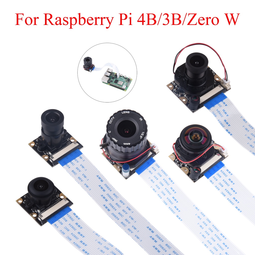 Mô-đun Camera quan sát ngày / đêm Raspberry Pi 65°/75°/130°/175° Webcam 5MP có cảm biến Đèn hồng ngoại cho Raspberry Pi 4B / 3B + / 3B Zero W