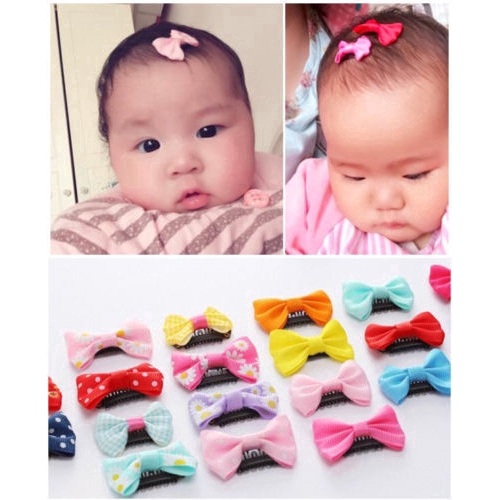 Bộ 10/20 kẹp tóc thiết kế mặt hình nơ xinh xắn nhiều màu sắc an toàn dành cho bé gái