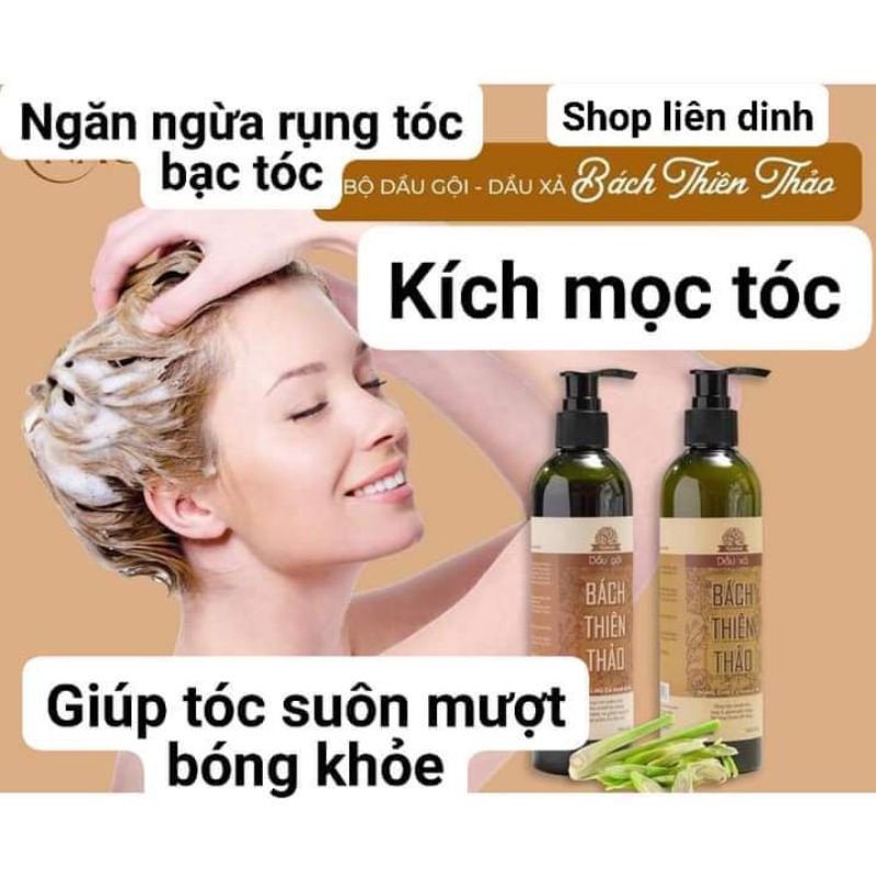 Bộ dầu gội dầu xả ngăn rụng tóc bạc tóc kích mọc tóc Bách Thiên Thảo