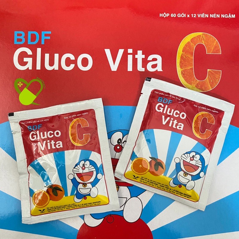 🍊BDF Gluco Vita C - Viên Ngậm Vitamin C - Gói 12 Viên