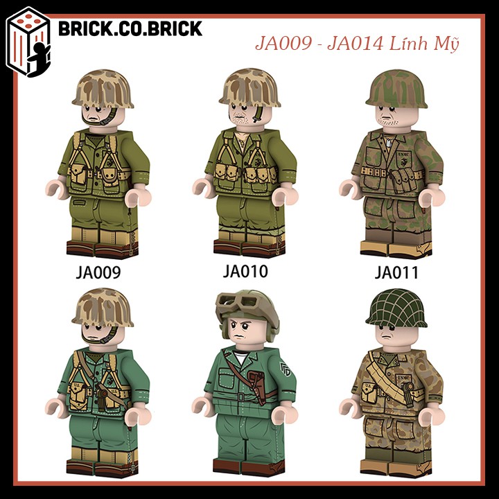 Lính Mỹ Mô Hình Đồ Chơi Lắp Ráp Non LEGO Lính Thế Chiến Minifigure American Soldier World War JA009-JA014