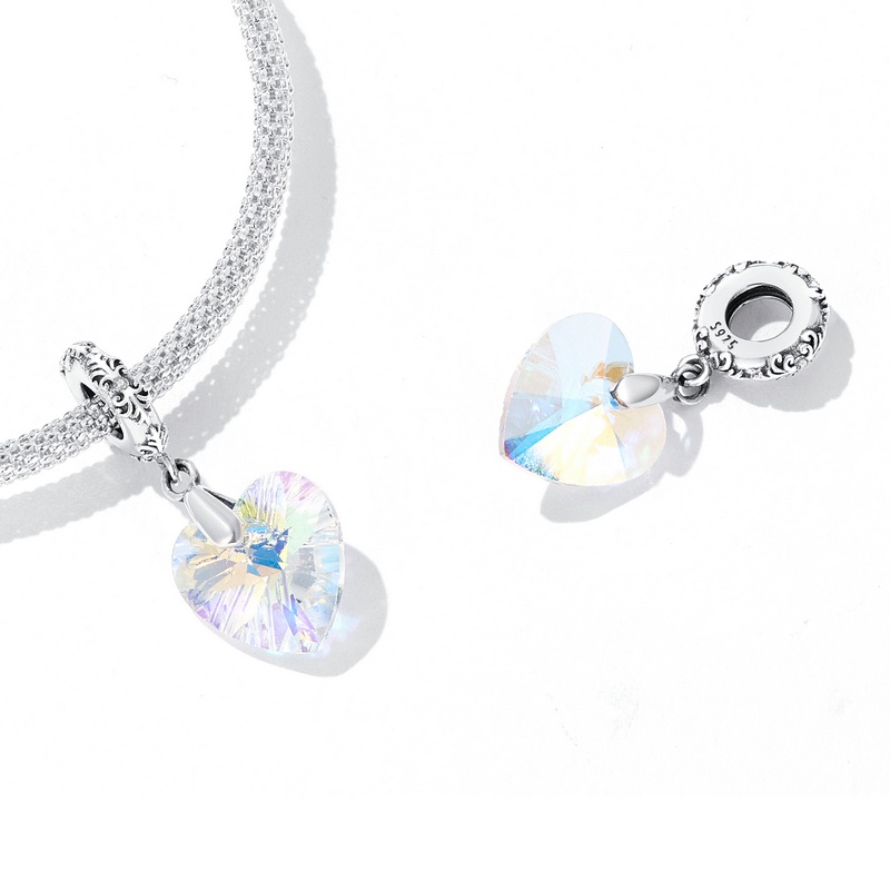 Phụ kiện hạt xỏ vòng tay Bamoer S925 hình vỏ sò trái tim thời trang mùa hè