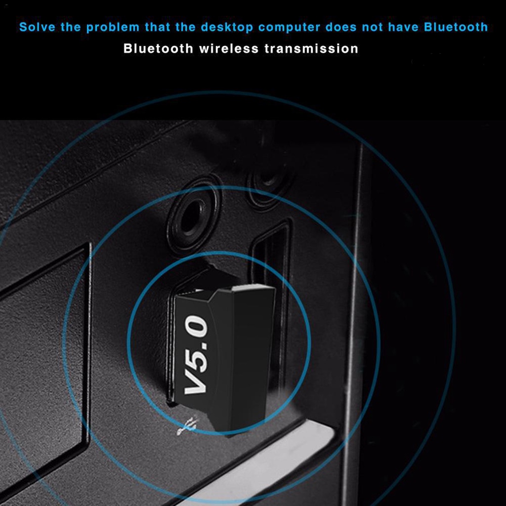 Thiết bị thu phát tín hiệu Bluetooth 5.0 mini cổng USB không dây cho máy tính laptop tai nghe