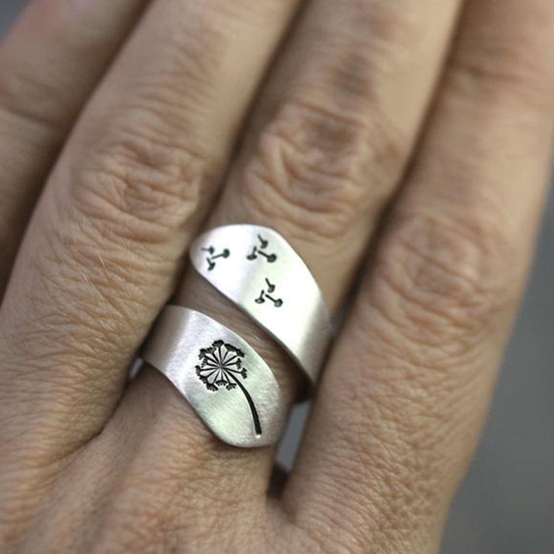 Nhẫn Hở Họa Tiết Hoa Bồ Công Anh Độc Đáo Có Thể Điều Chỉnh Kỷ Niệm