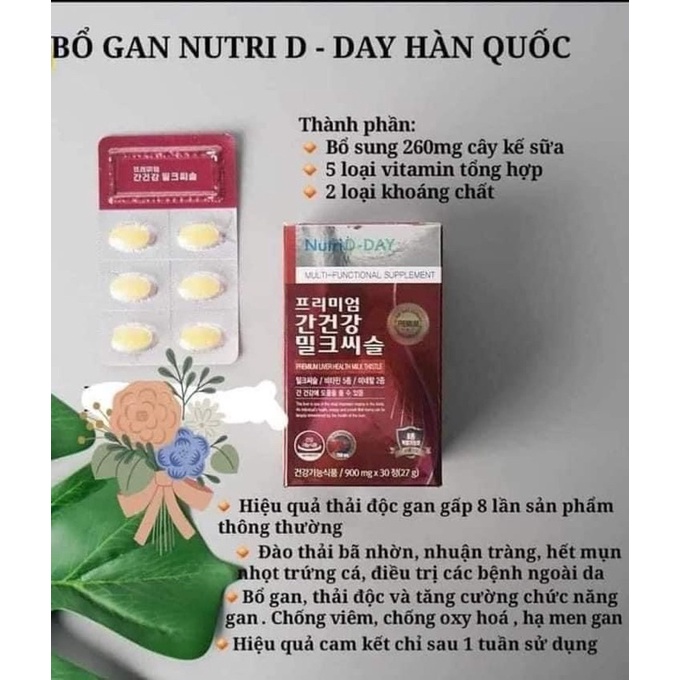 Thải độc gan Nutridday Hàn Quốc 30 viên dùng trong 1 tháng