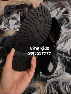 Bốt Bé Gái Cài Khoá Da Bóng Đen F&F