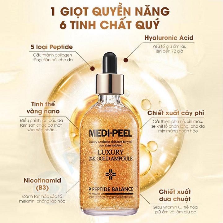[ CÓ HÓA ĐƠN] SERUM TINH CHẤT VÀNG MEDI PEEL LUXURY 24K GOLD AMPOULE (Date mới nhất) - HÀN QUỐC | BigBuy360 - bigbuy360.vn