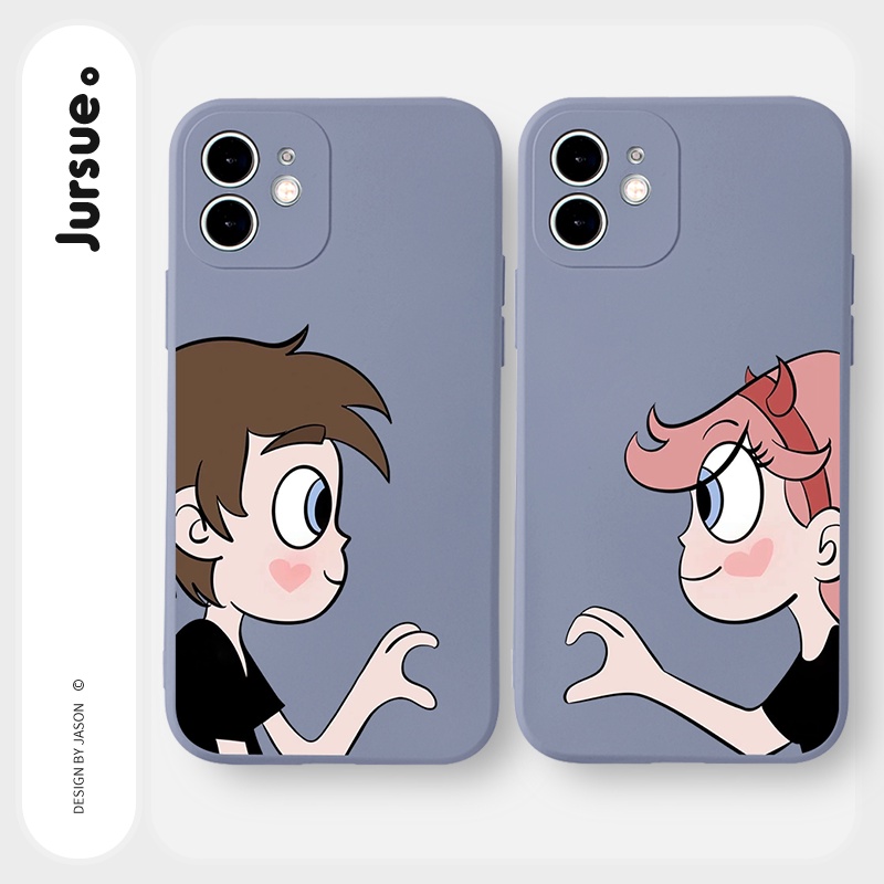 Ốp lưng JURSUE hoạt hình cặp đôi dễ thương đẹp cho iPhone 13 12 11 Pro Max SE 2020 X XR XS 8 7 ip 6S 6 Plus Y2069