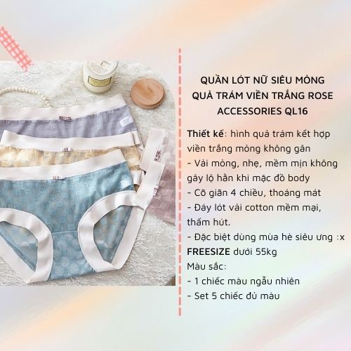 Quần lót siêu mỏng xuyên thấu gợi cảm hình quả trám Rose Accessories QL16