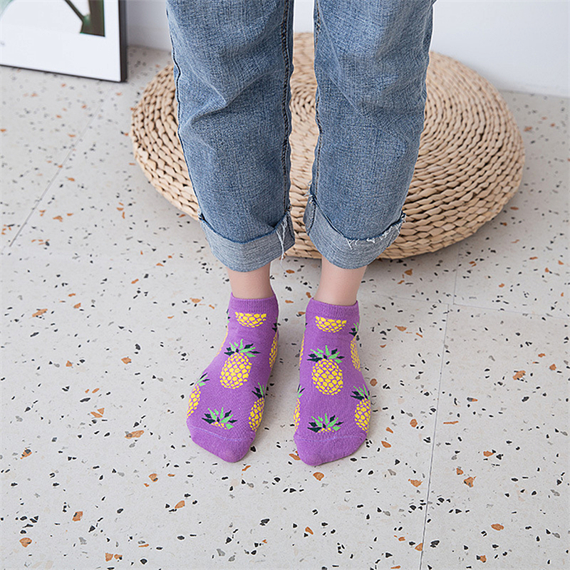 Vớ cotton cổ ngắn chống trượt họa tiết tùy chọn phong cách hoạt hình dành cho nữ