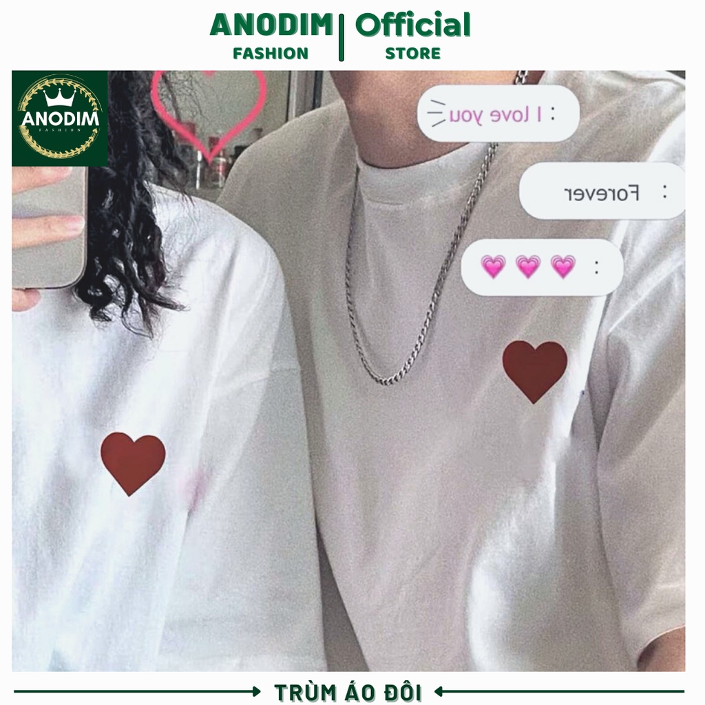 Áo đôi, áo thun cặp nam nữ in TRÁI TIM ĐỎ dễ thương