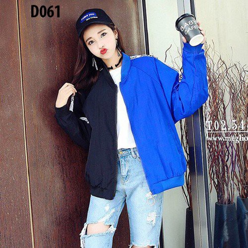 [S04] Áo khoác nữ dù phối nửa xanh trắng đỏ đen siêu xinh - M006 | BigBuy360 - bigbuy360.vn