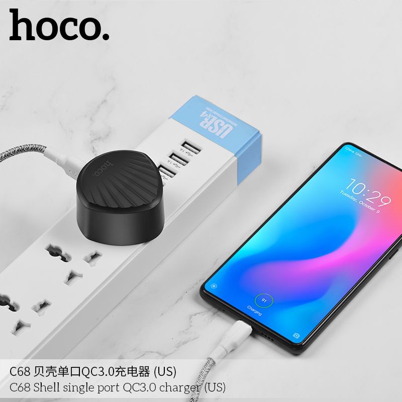 Cốc sạc nhanh Hoco C68 hỗ trợ QC 3.0 / QC 2.0 (2 màu tuỳ chọn)