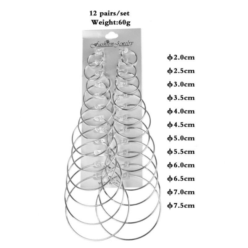 Bộ 6/ 9/ 12 đôi bông tai mạ vàng/ bạc dạng vòng phong cách steampunk cổ điển dành cho nữ