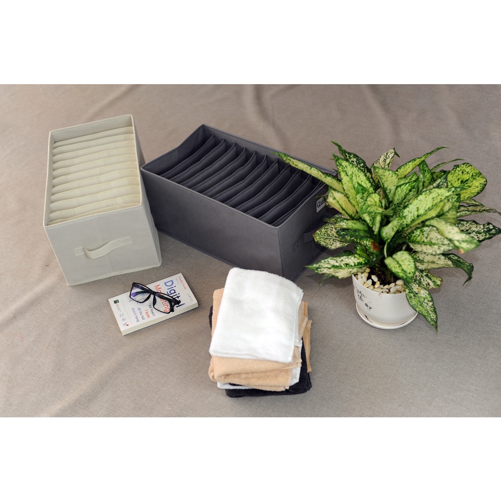 [ĐỘC QUYỀN HCM] Hộp vải đựng đồ chia 12 ngăn NGỌC HOME túi để quần áo, khay để khăn gọn gàng, tiện ích