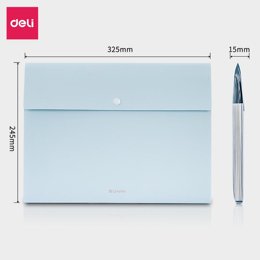 Cặp đựng tài liệu A4 Deli - 8 ngăn phân trang - file lưu trữ tài liệu - Xanh Dương/ Xanh lá/ Xám - 72456