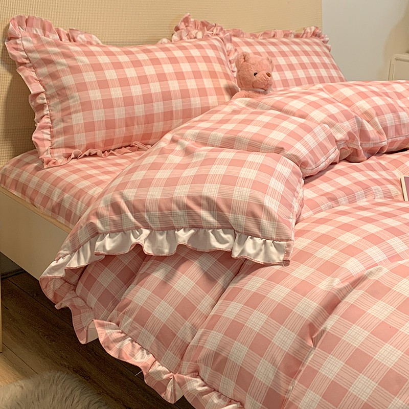 Four- mảnh drap trải giường cô gái trái tim trong công chúa gió ba phong thủy Bắc Âu giặt bông mùa hè 4