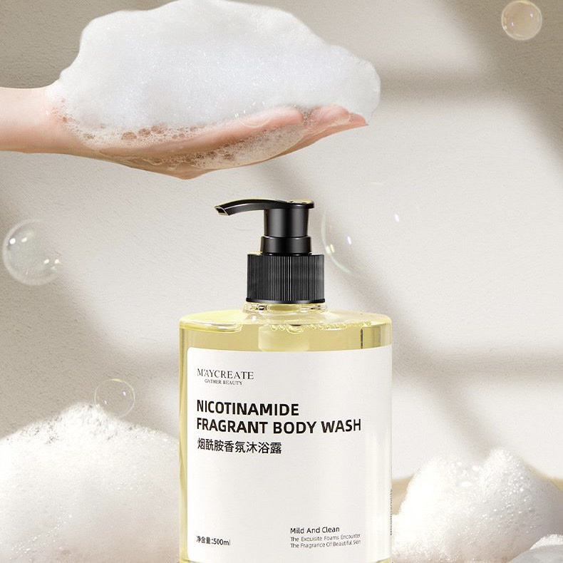 Combo Sữa Tắm & Body Lotion MAYCREATE Niacinamide Nước Hoa Dài Lâu, Chiết Xuẩt Lành Tính Unisex