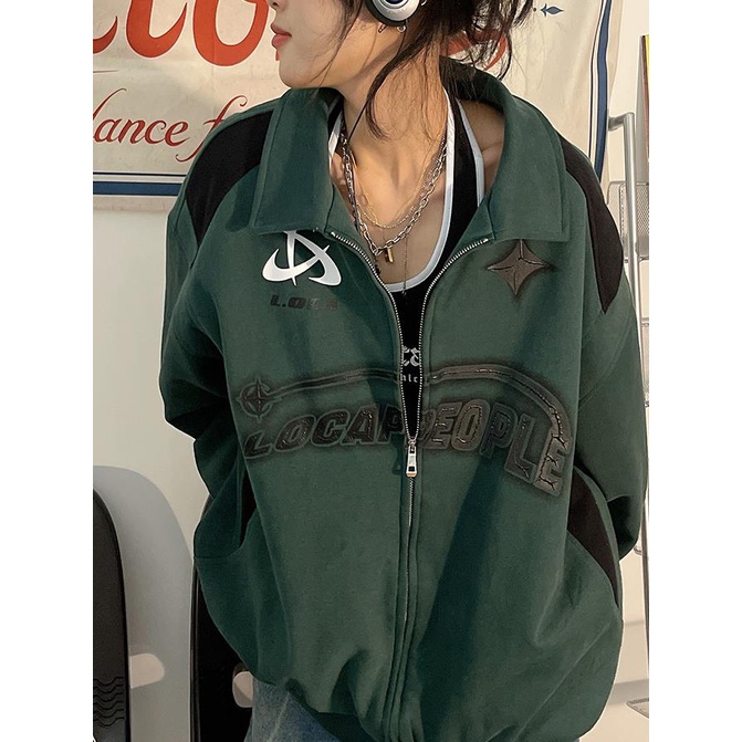 Áo Khoác Bóng Chày Dáng Rộng Phong Cách Retro Mỹ Kiểu Mới Cho Nữ