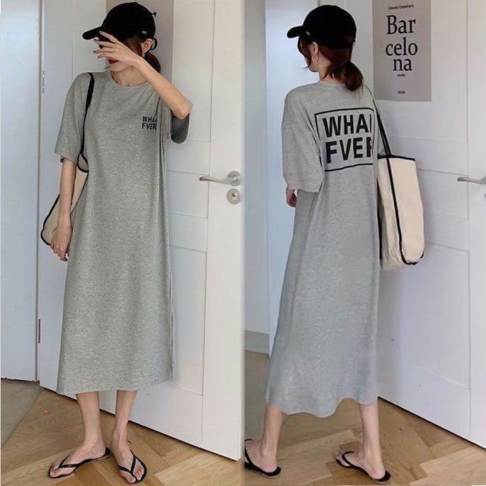 Đầm Ngủ Dài Qua Gối Tay Ngắn Dáng Rộng Phong Cách Hàn Quốc Thời Trang Mùa Hè Xinh Xắn Cho Nữ