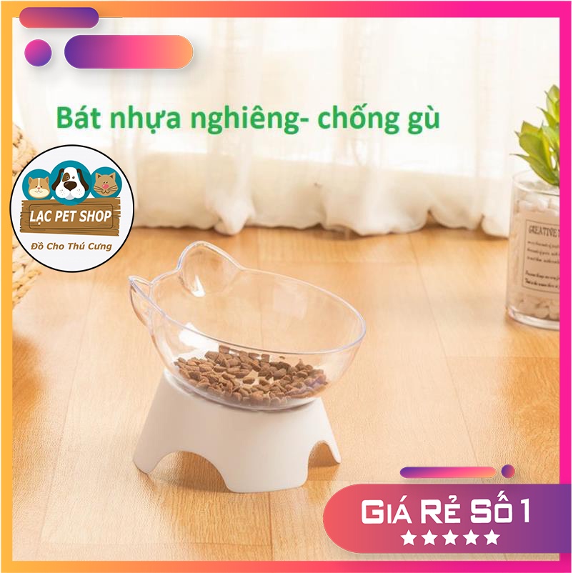 BÁT NHỰA NGHIÊNG CHO CHÓ MÈO - CHÉN ĐỰNG THỨC ĂN CHỐNG GÙ THÚ CƯNG NHỎ &lt; 7kg