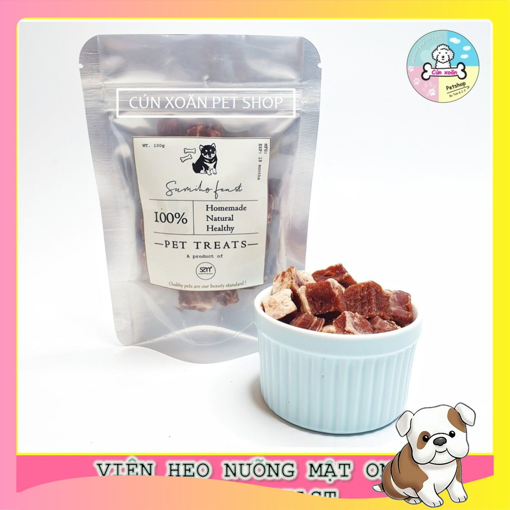 Bánh thưởng cho chó Sumiho Feast (Viên ba rọi heo) (Túi 100gr) Thức ăn cho chó từ 2 tháng tuổi