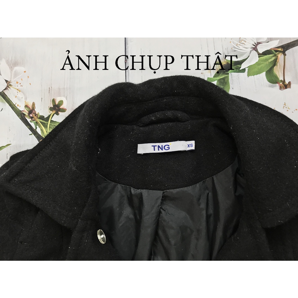 Áo khoác dạ nữ đen dáng trenchcoat mùa đông form nhỏ TNG size XS - ẢNH CHỤP THẬT