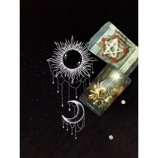 Khăn trải bài tarot the Sun&Moon (tặng túi dây rút) Lilidatarot, thảm trải bài, khăn tarot