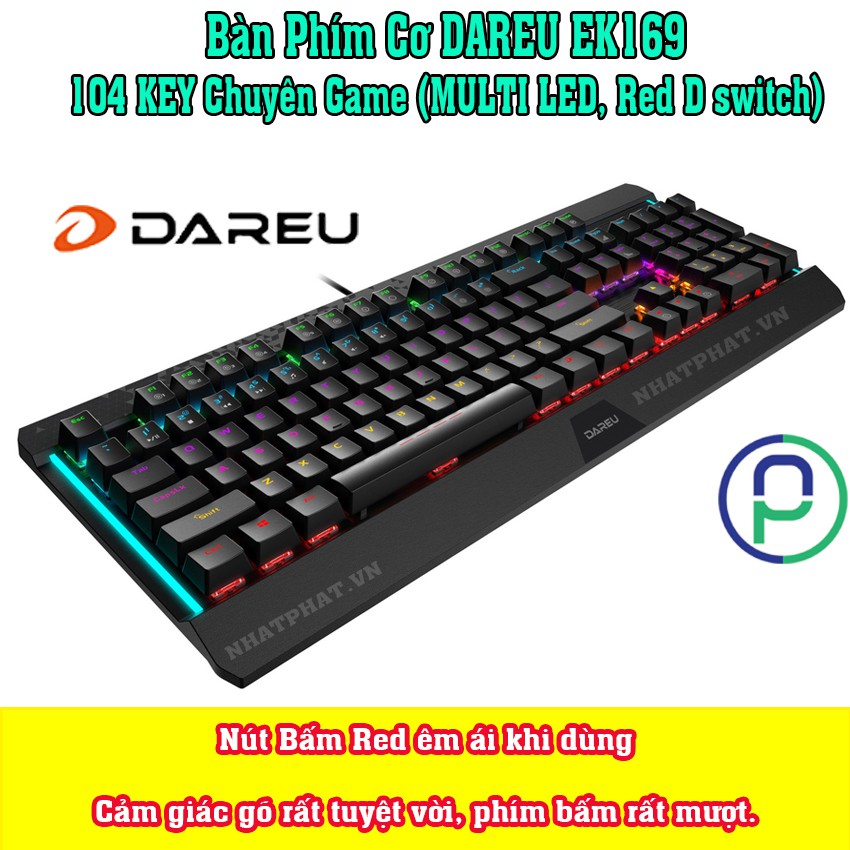 Bàn Phím Cơ dareu ek169 104 key chuyên game và phím giả cơ dareu lk 145 led đỏi màu