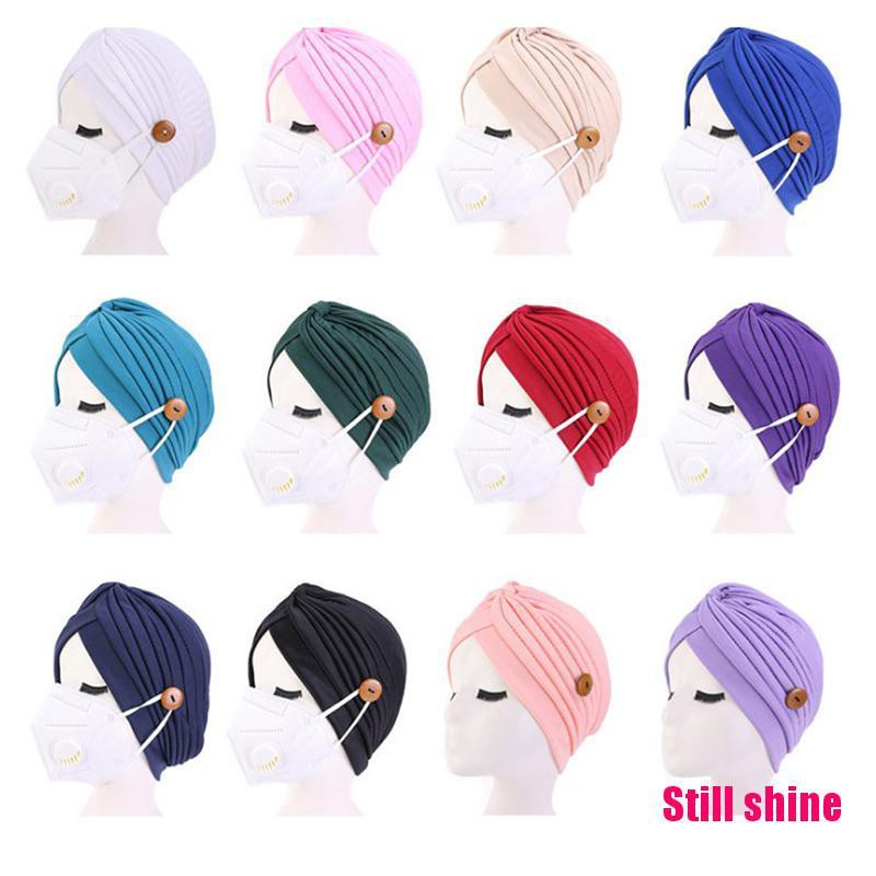 Mũ Turban Bảo Vệ Tai Có Nút Dành Cho Nữ