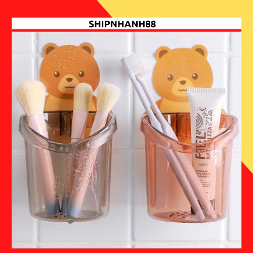 Cốc gấu đựng bàn chải kem đánh răng dán tường siêu dính 88183 shipnhanh88