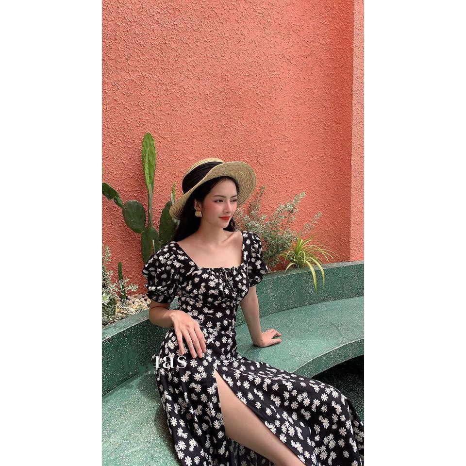 [Mã WARN60 hoàn 15% xu đơn 300k] Váy Dáng Xoè Hoa Cúc Quyến Rũ| Đầm Maxi Xẻ Tà | Đầm Sang Chảnh | BigBuy360 - bigbuy360.vn
