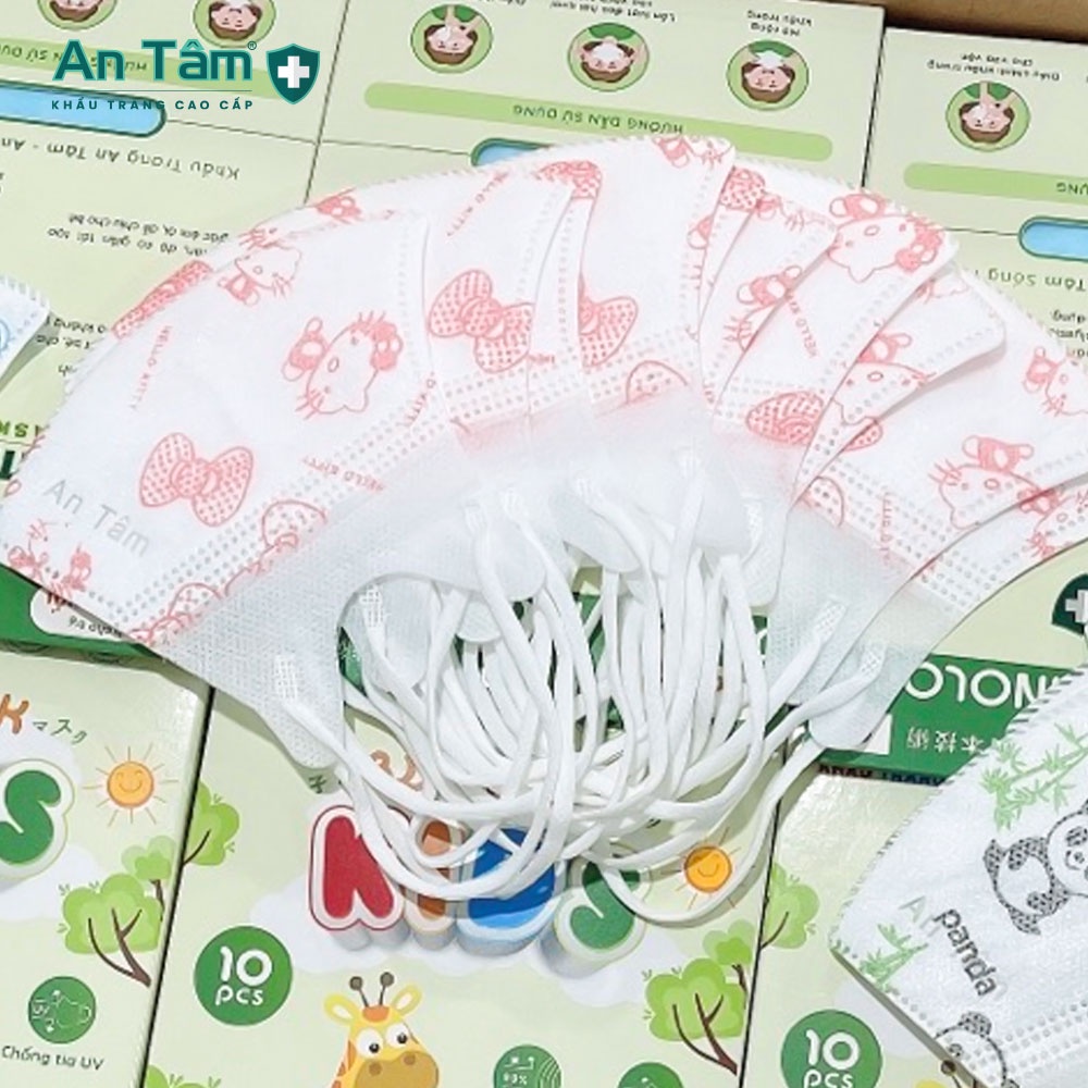Combo 3 hộp khẩu trang y tế cho bé 5D 3 lớp Vải Không Dệt &amp; Giấy Kháng Khuẩn - Chính Hãng AN TÂM - Hộp 10 cái