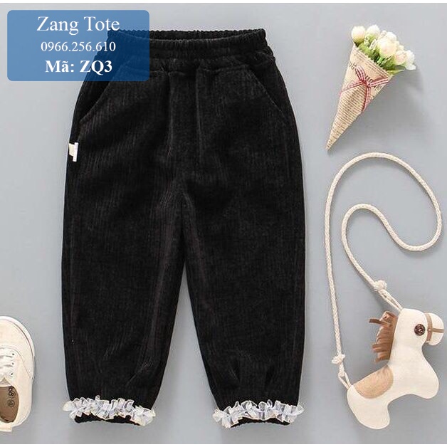 ZQ3 - Quần nhung phối ren cho bé gái chất nhung tăm Hàn cao cấp cực đáng yêu - Zang Tote