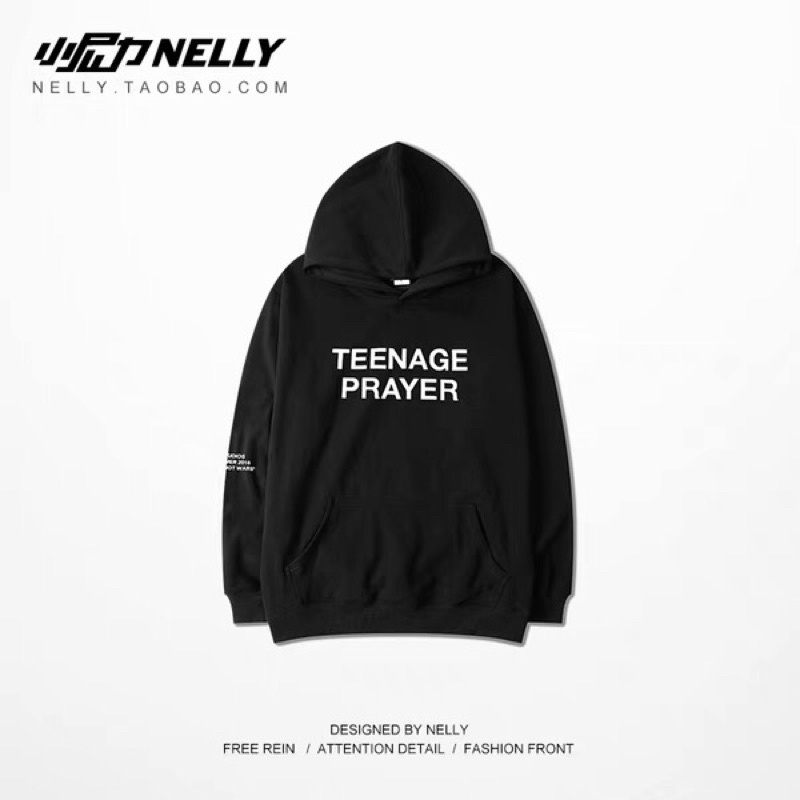 Áo hoodie nelly heybig nỉ lót lông sale (có sẵn) teenage prayer