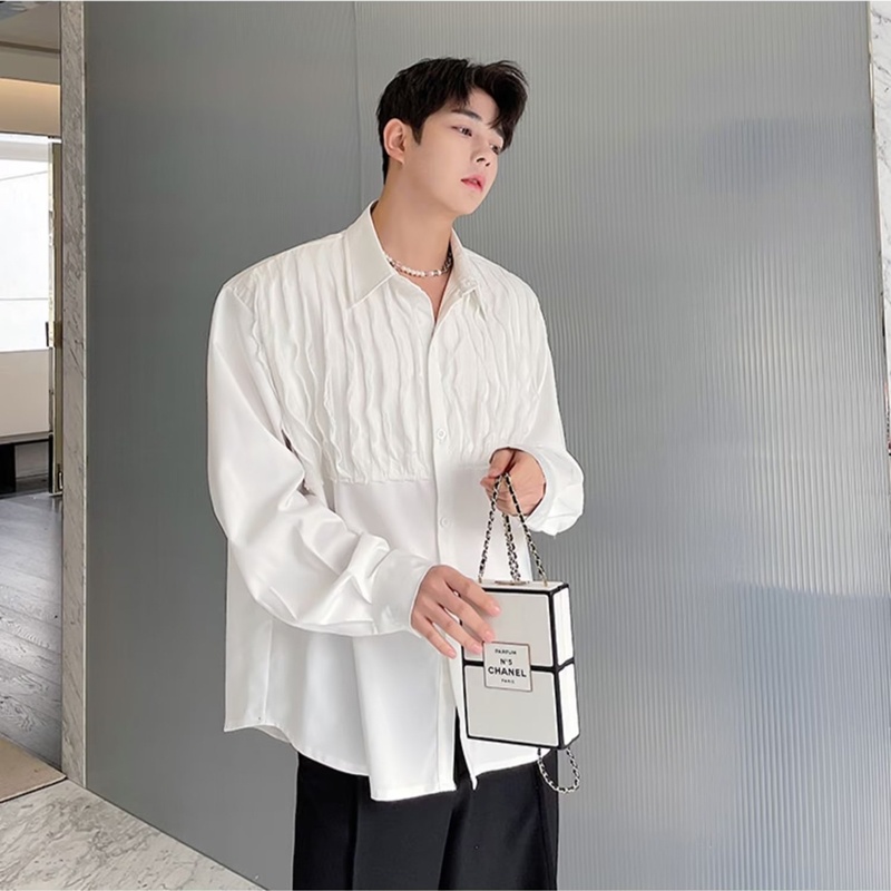 Áo Sơ Mi Nam Dài Tay Dáng Rộng Phong Cách Hàn Quốc Thời Trang Mới Cỡ M-2xl