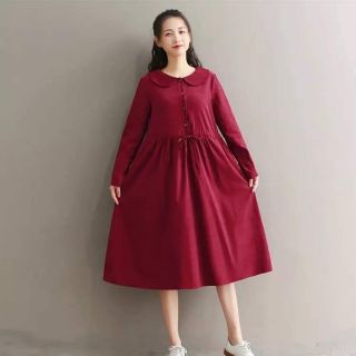 ĐẦM THẮT EO ĐỎ ĐÔ CỔ SEN