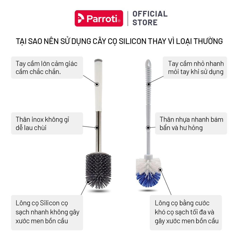 Cọ bồn cầu silicon, chà toilet nhà vệ sinh - Parroti Silicon SL01