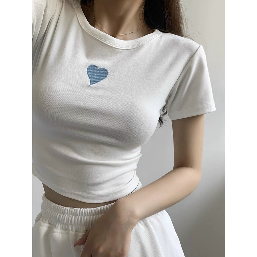 áo croptop thêu tim trơn na