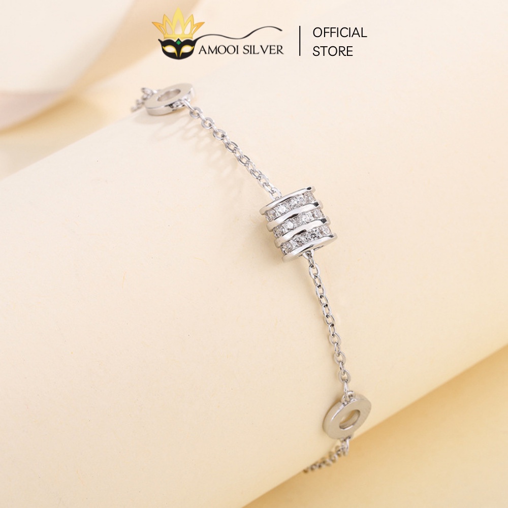 Lắc Chân Bạc Cao Cấp S925 Mẫu Hình Khối Nạm Đá Sang Trọng - Amooi Silver AC07