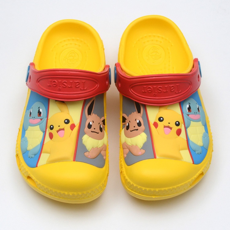 Dép Crocs Đi Biển Đế Mềm Chất Lượng Cao Chống Trượt In Hình Pokemon Pikachu Dễ Thương Cho Bé