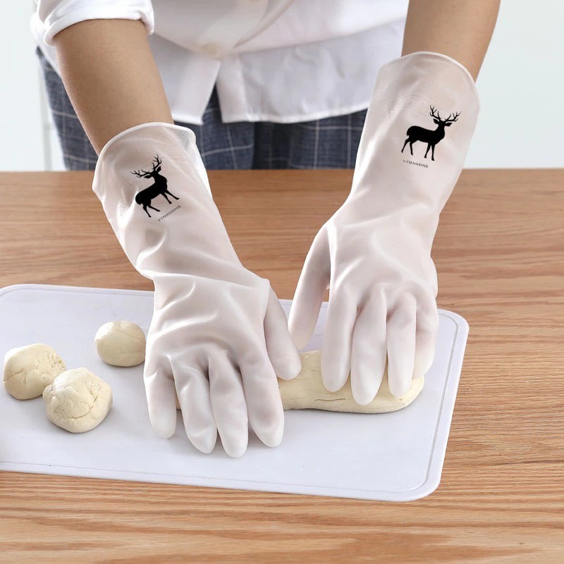 Găng tay cao su hình mẫu hươu, Găng tay rửa chén bát, giặt giũ, vệ sinh nhà cửa, tiện dụng an toàn cho đôi tay