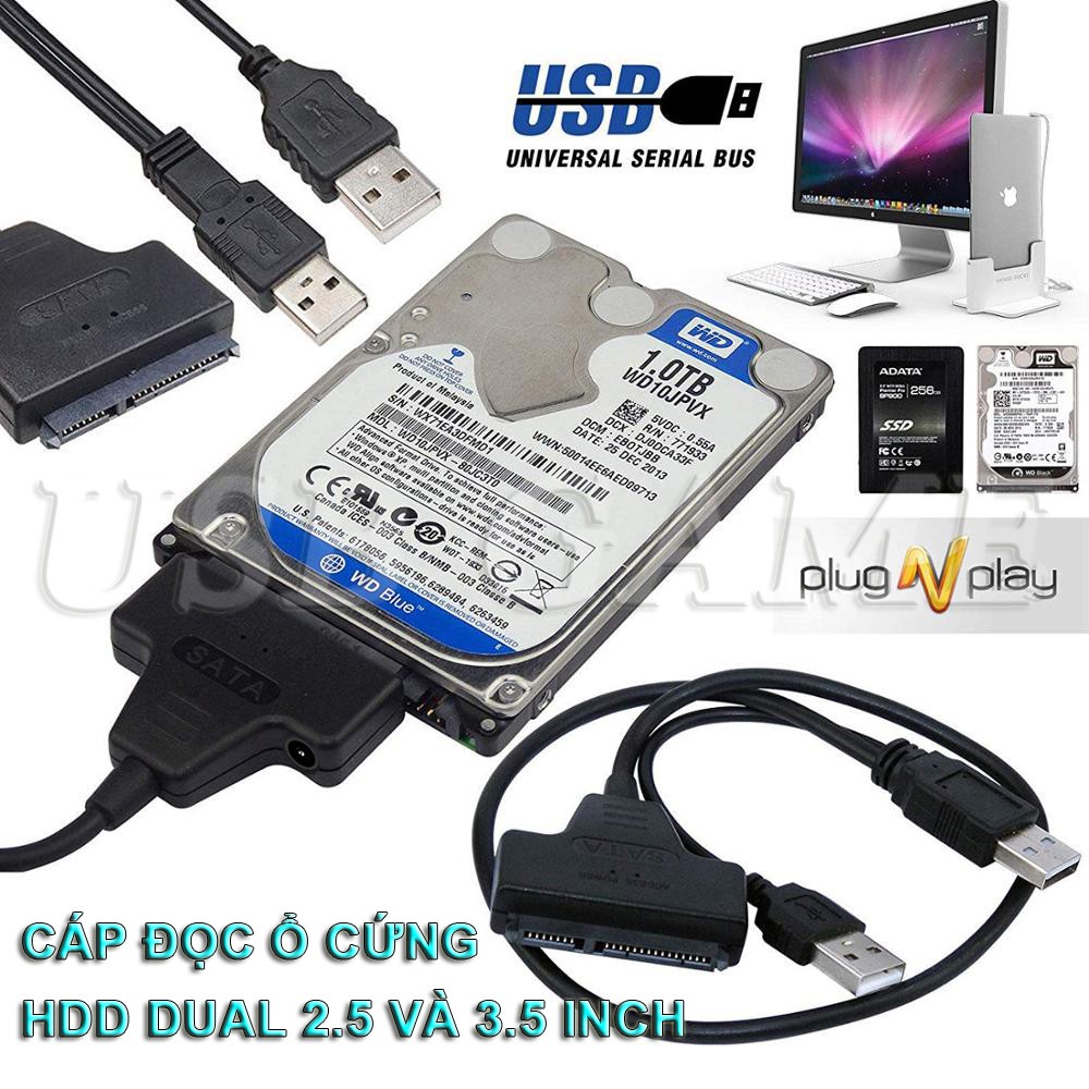 Cáp chuyển đổi cắm ngoài nhận HDD ổ cứng USB 2.0 sang ổ cứng HDD 2.5 / 3.5 Sata chuyên dụng nhỏ gọn không cần cài Driver