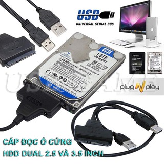 Cáp chuyển đổi cắm ngoài nhận HDD ổ cứng USB 2.0 sang ổ cứng HDD 2.5 / 3.5 Sata chuyên dụng nhỏ gọn không cần cài Driver