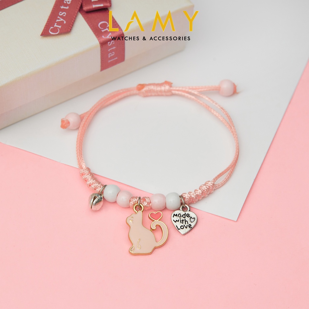 Vòng tay charm mèo bông dễ thương dây dù cao cấp không thấm nước