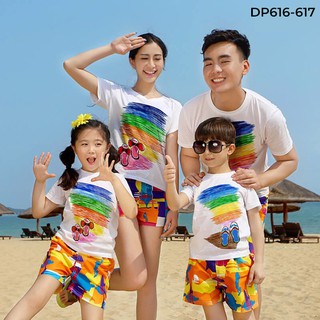 Áo gia đình, áo thun gia đình đồng phục Taiga chất cotton in hình cực kute mã dp616-617