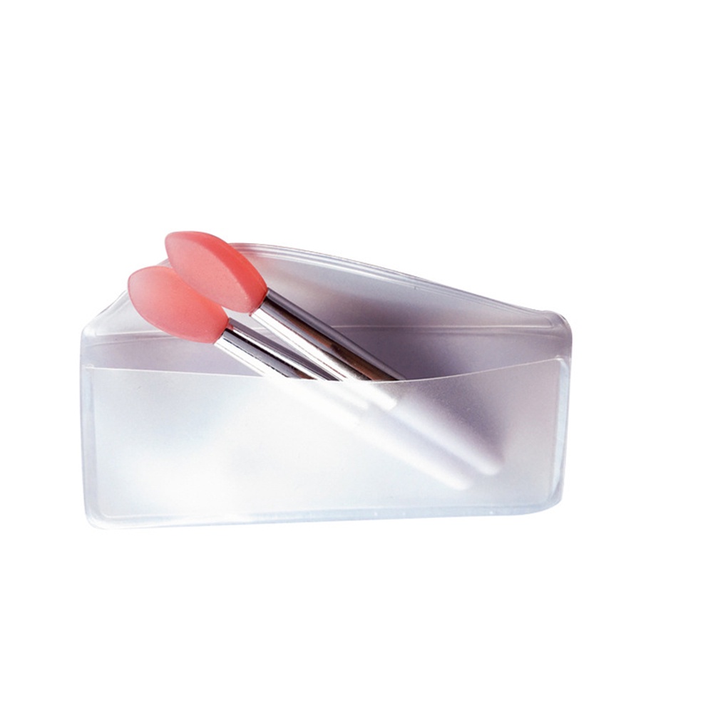 [Hàng mới về] Bộ 5 Cọ Trang Điểm Môi Đầu Nhựa Trong Suốt Kèm Túi Đựng